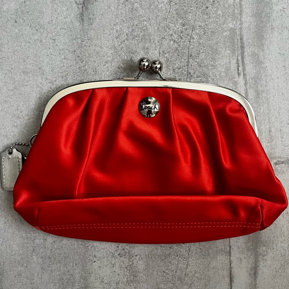 Coach Red Orange Clutch Bag